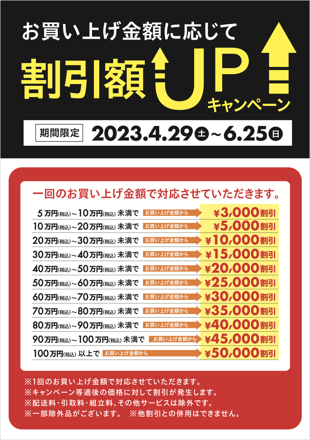 お買上げ金額に応じて割引額UP！2304
