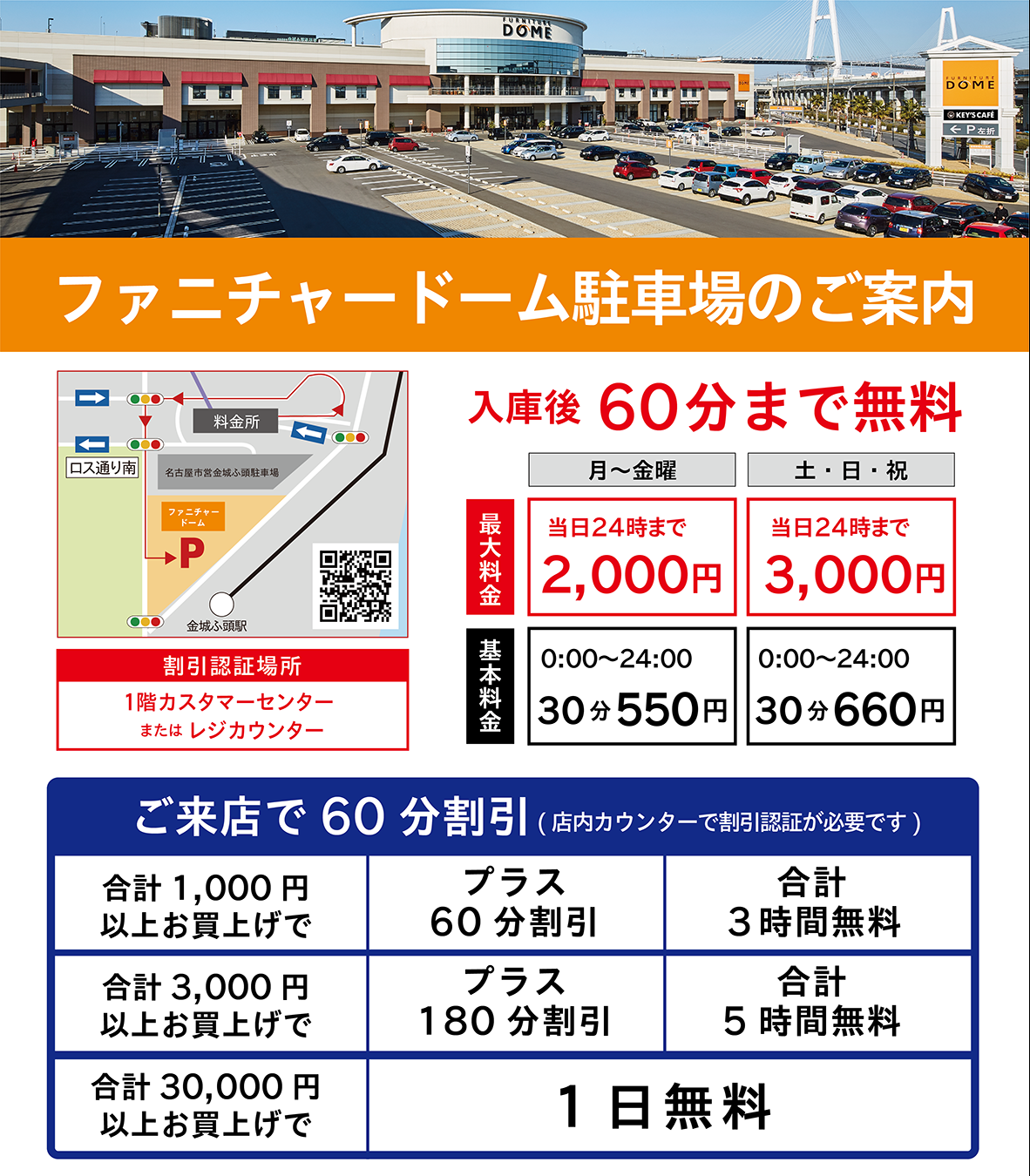 駐車場料金案内(金城ふ頭駐車場あり)