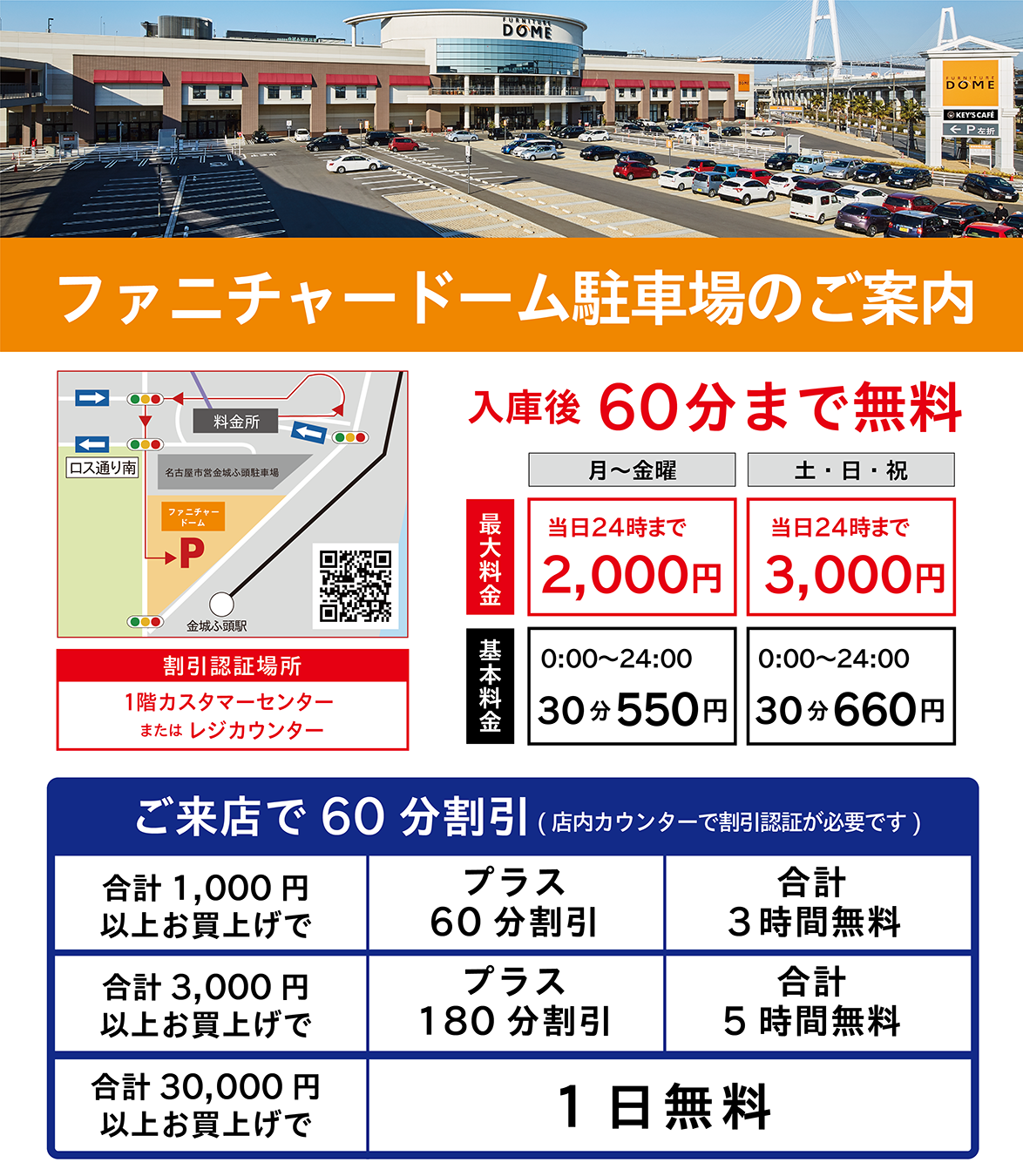 駐車場料金案内(金城ふ頭駐車場あり)