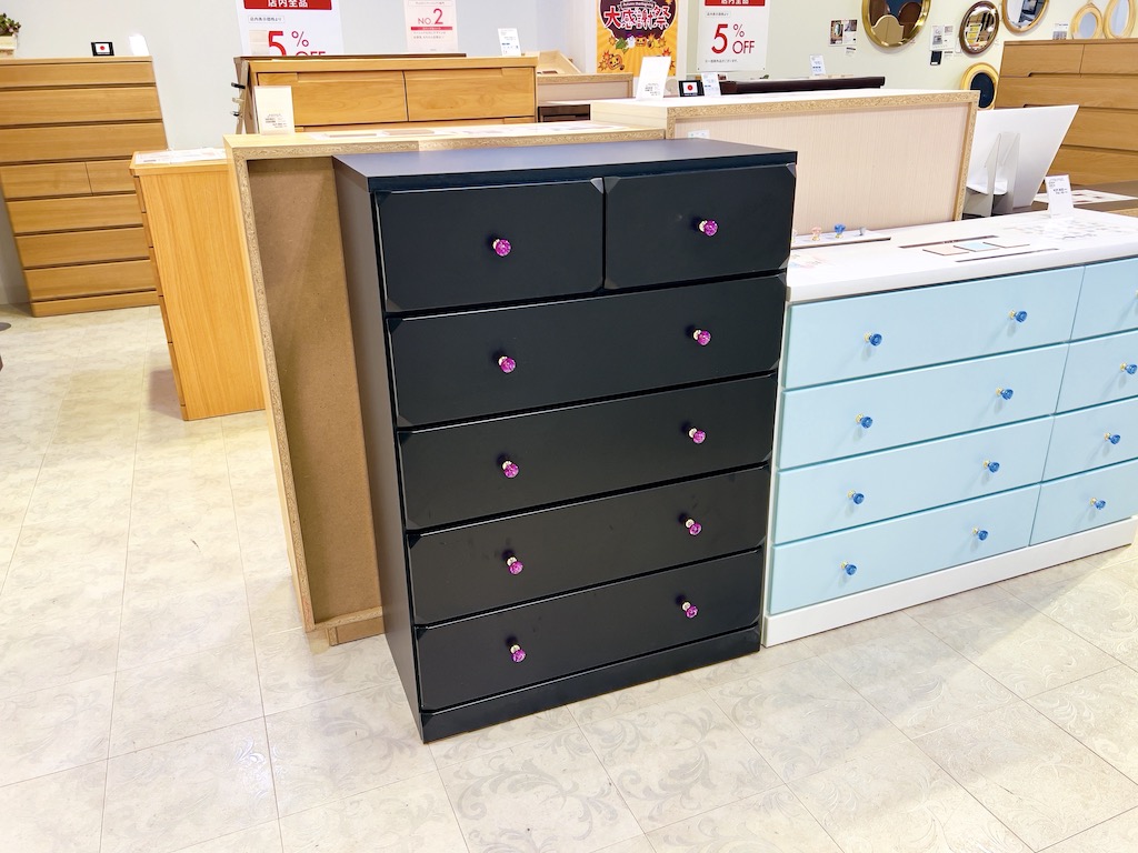 ファニチャードーム アウトレット家具 マーブルBK 80-5 ハイチェスト